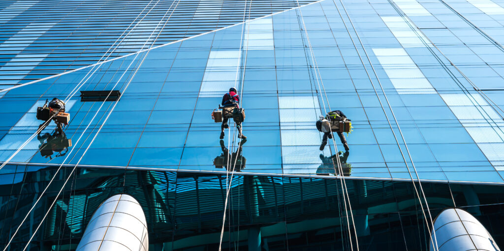 Rope access window cleaners